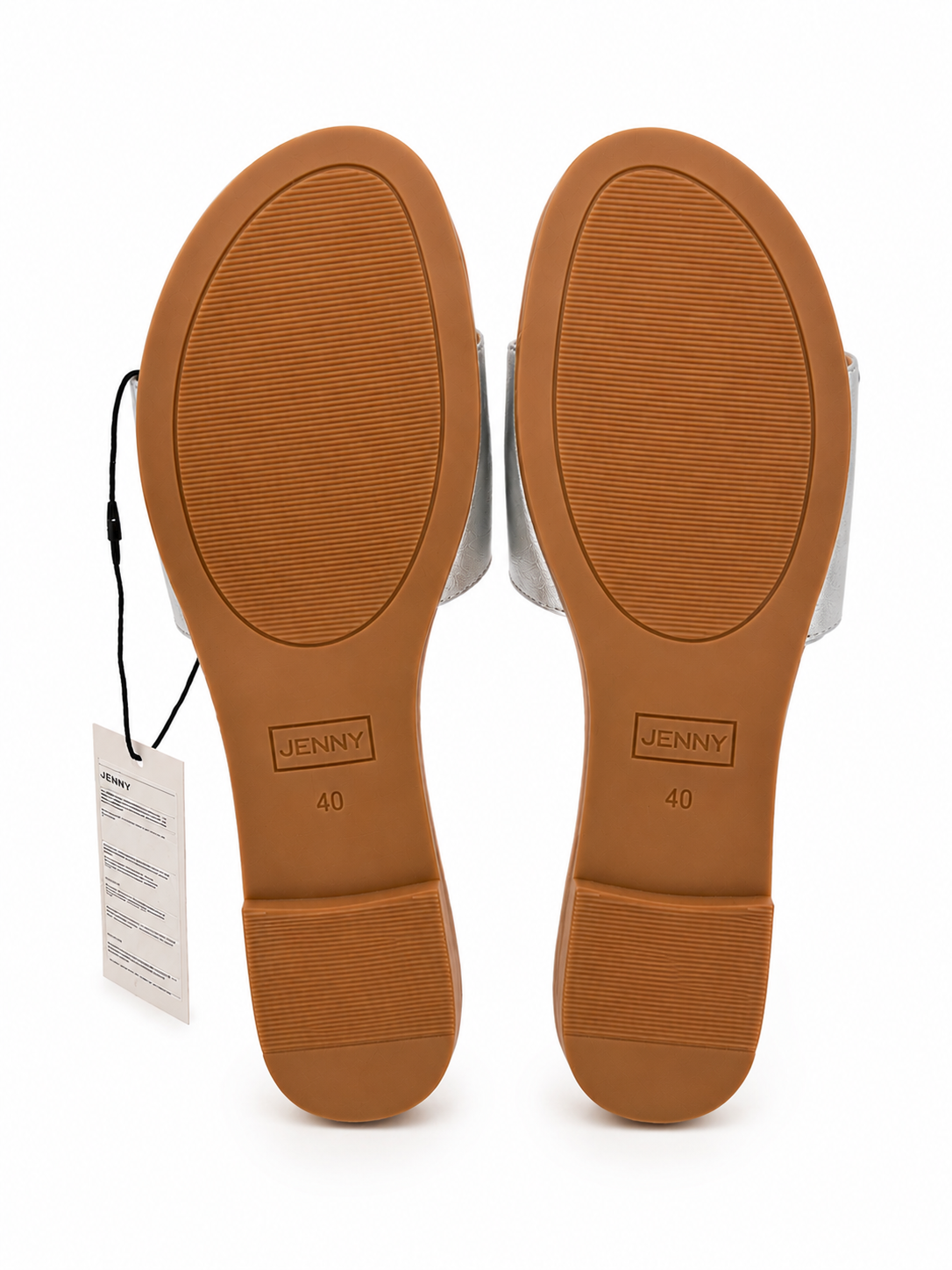 Jenny Women’s Metallic Silver Flat Slide Sandals – Sizes 39 & 40