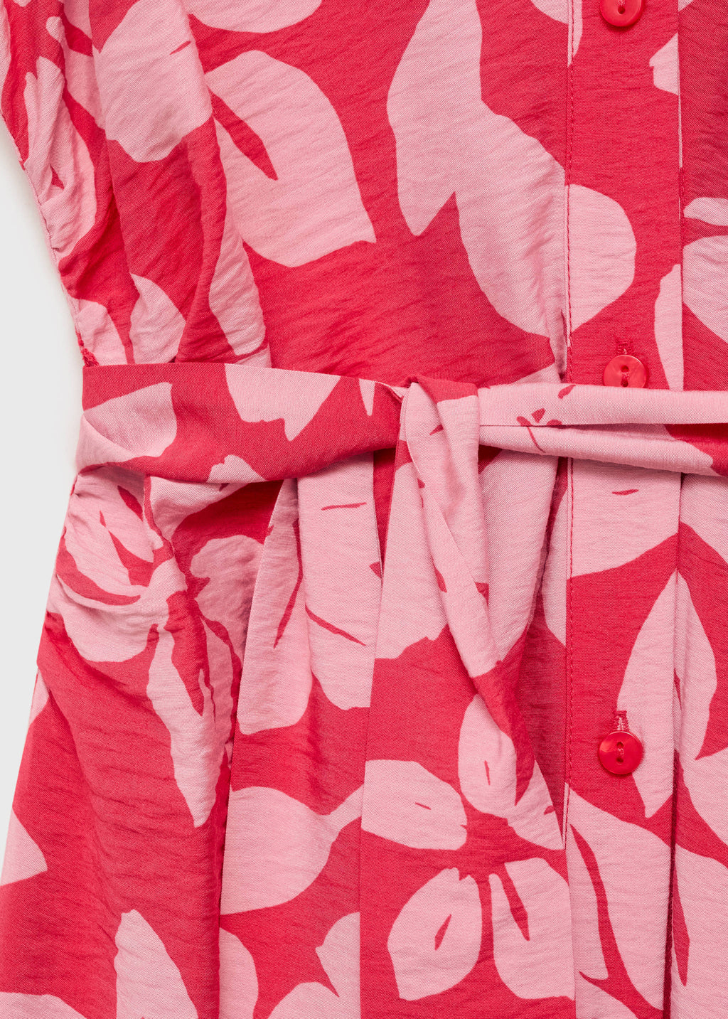 Mango Floral Print Midi Shirt Dress with Belt – Pink | Size M