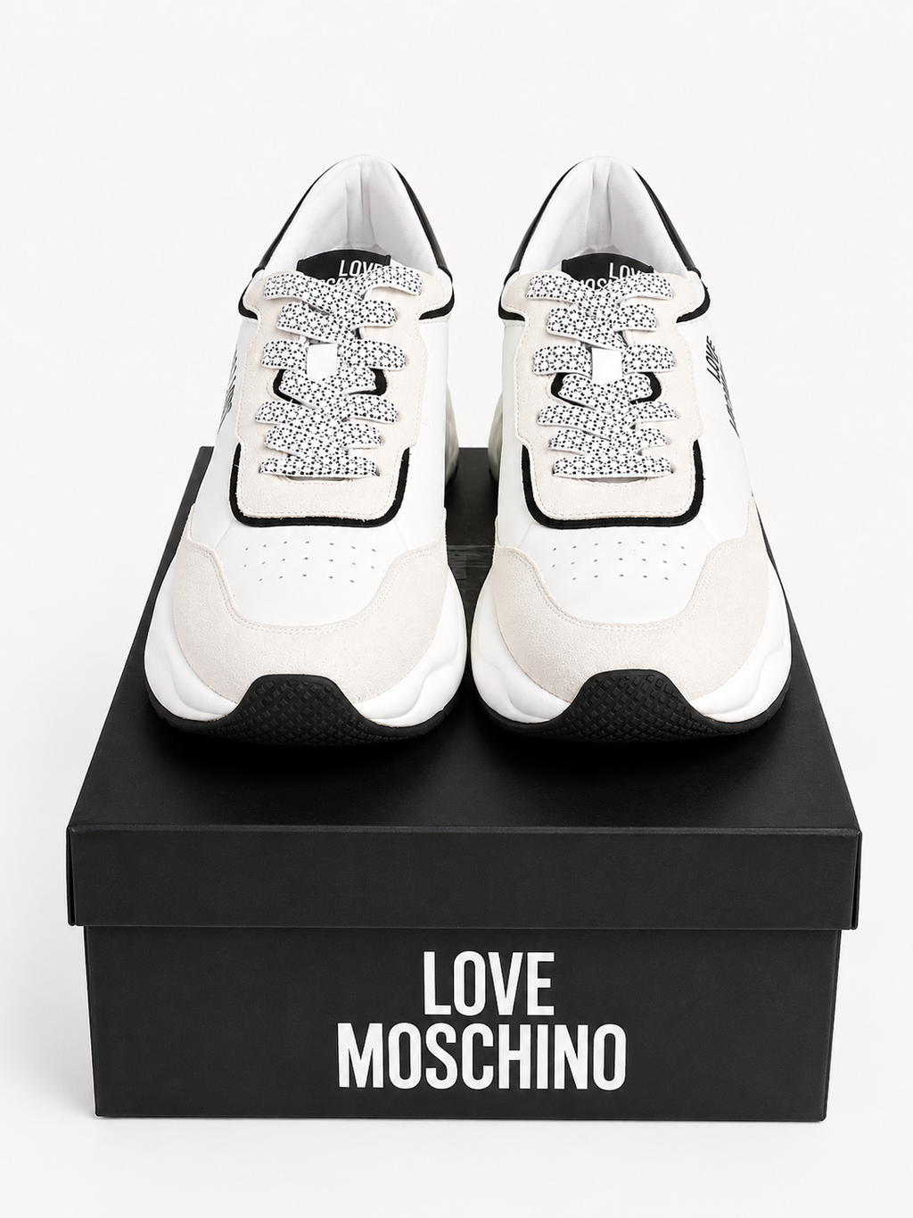 Love Moschino Women’s White & Beige Sneakers – Size 40