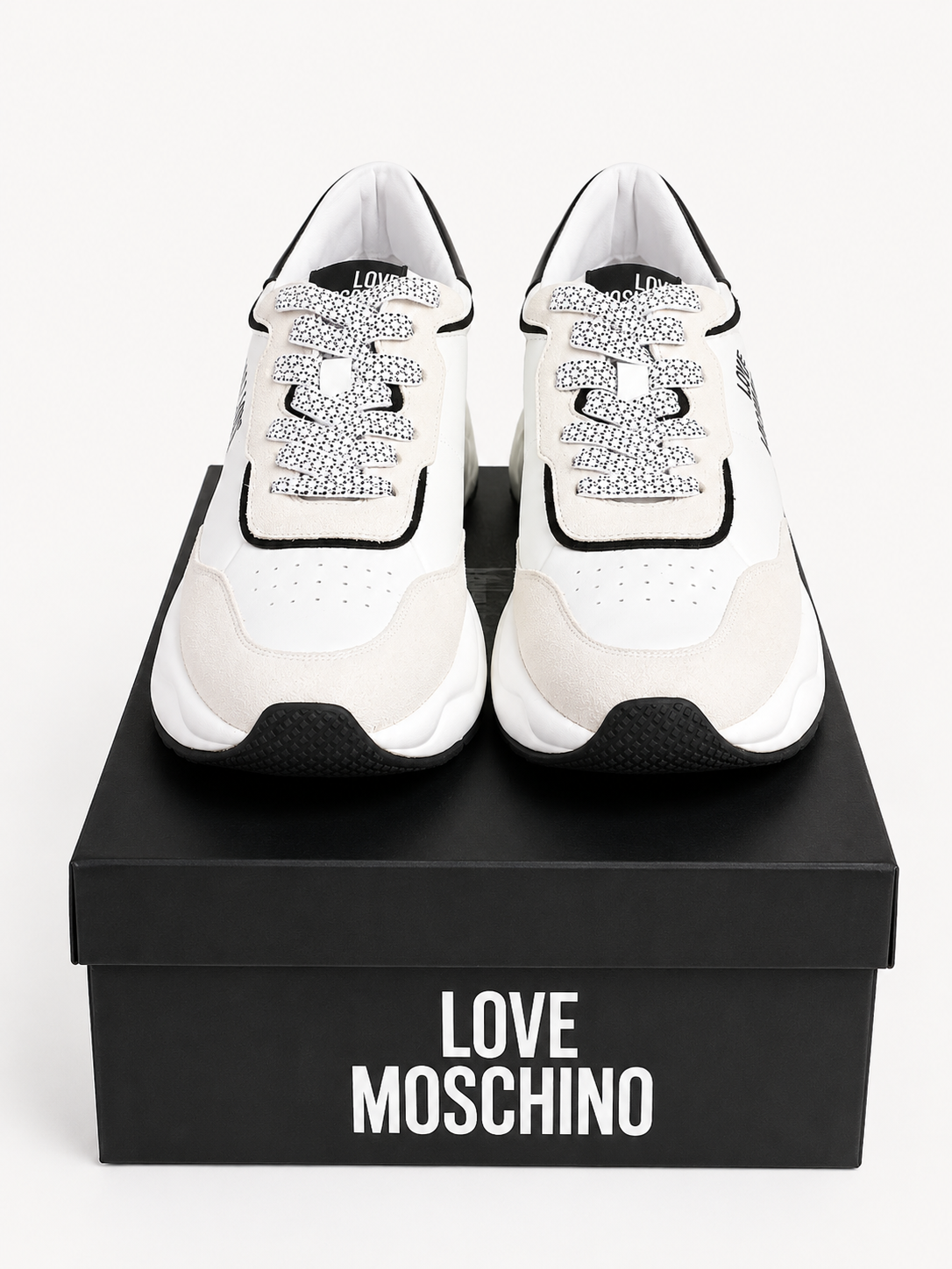Love Moschino Women’s White & Beige Sneakers – Size 40