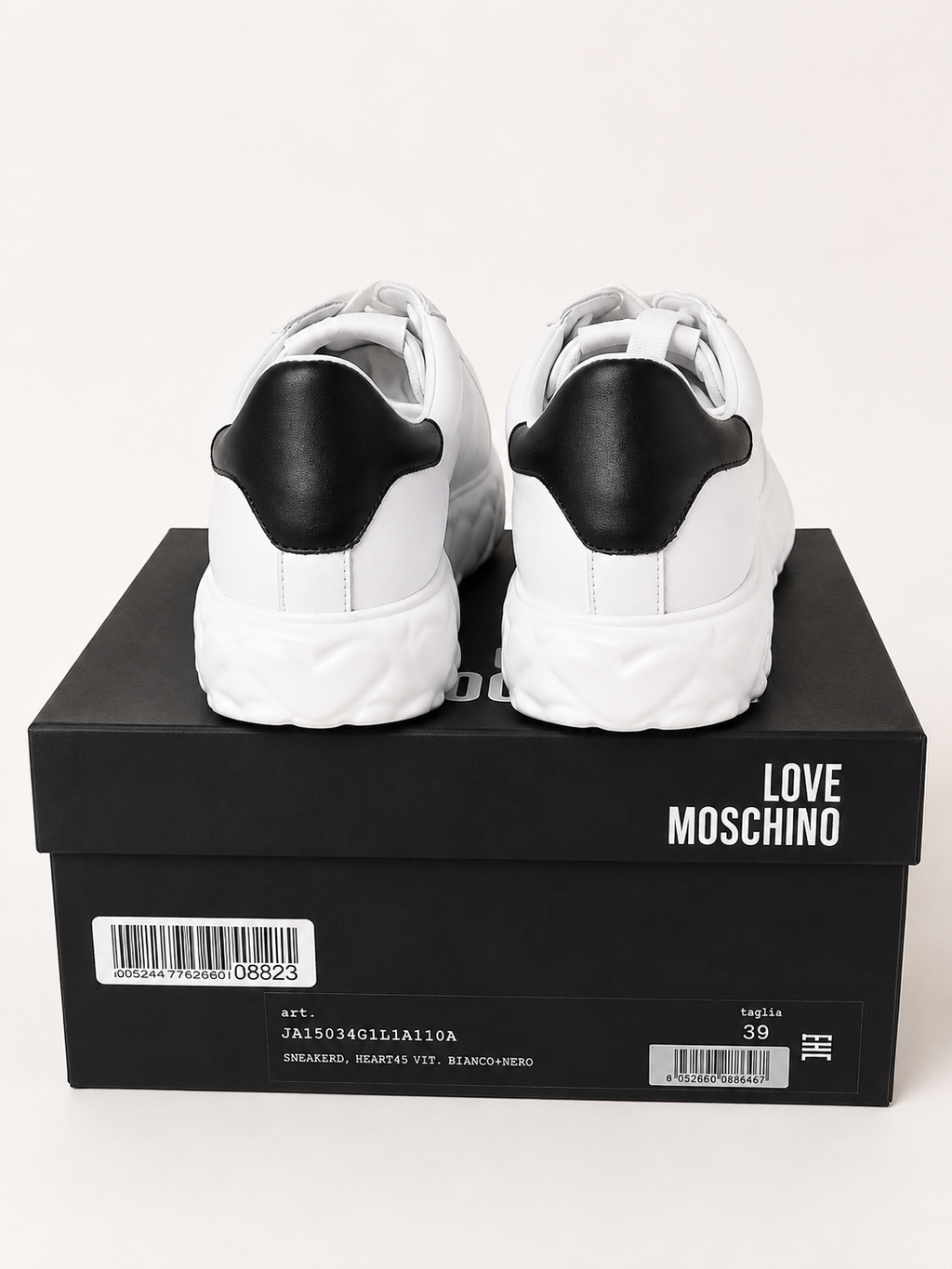 Love Moschino Women’s White Sneakers – Size 39