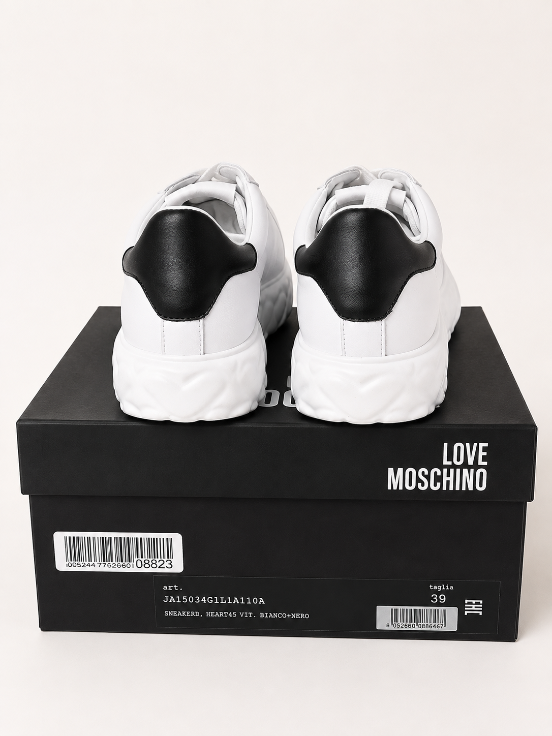 Love Moschino Women’s White Sneakers – Size 39