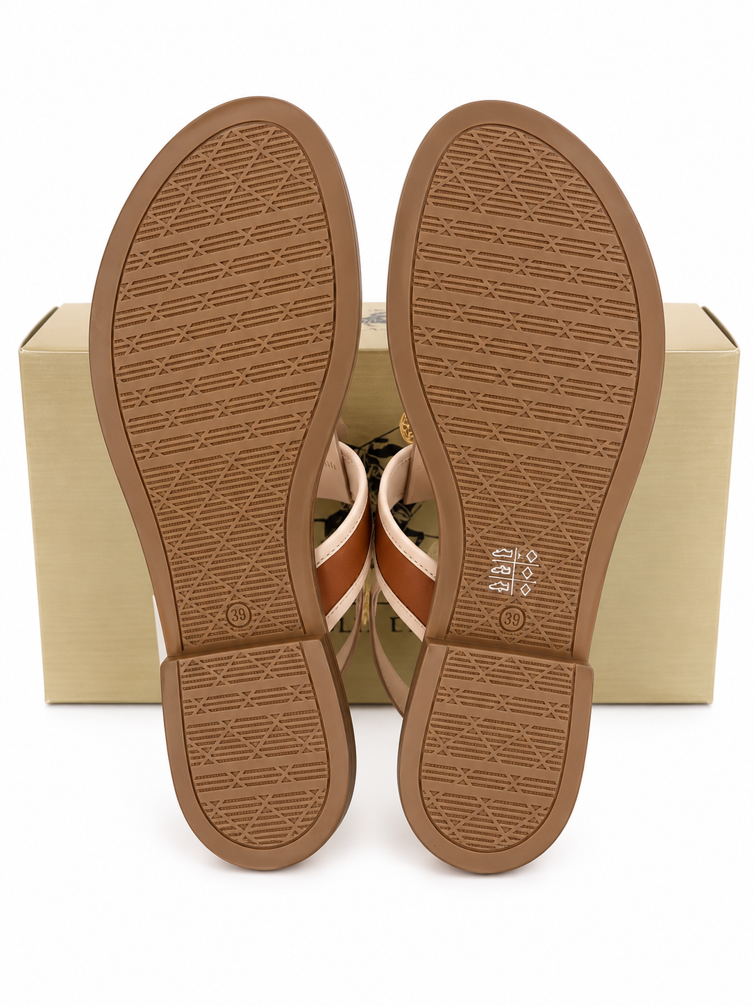 Beverly Hills Polo Club Women’s Beige & Brown Thong Sandals – Size 39