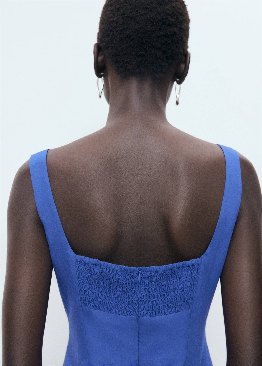 Mango Blue Cotton Midi Dress – A-Line