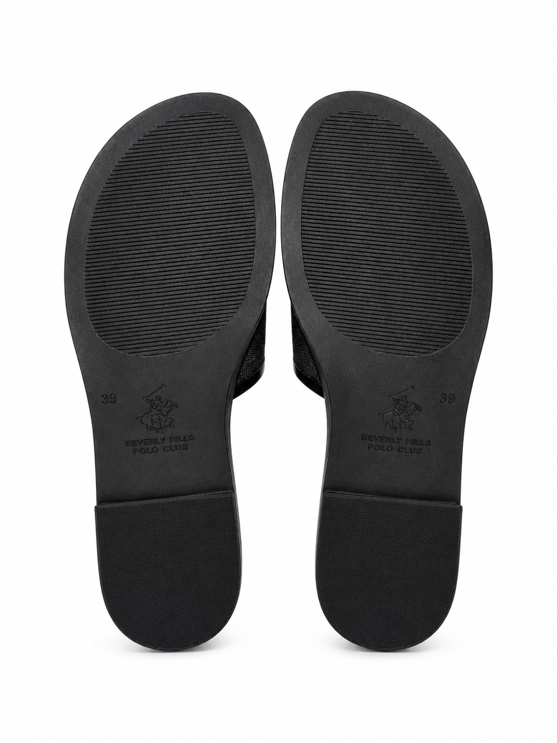 Beverly Hills Polo Club Women’s Black Monogram Slide Sandals – Size 39
