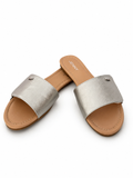 Jenny Women’s Metallic Silver Flat Slide Sandals – Sizes 39 & 40