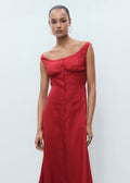 Mango Red Linen Blend Button Midi Dress – Size S