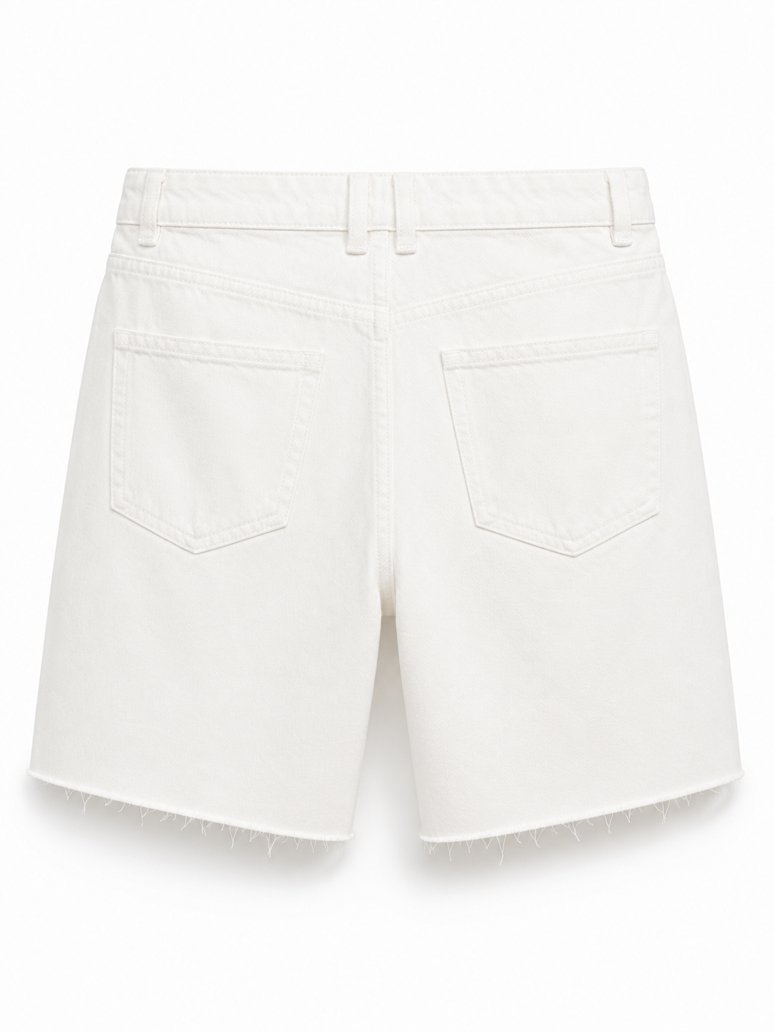Mango White Denim Bermuda Shorts – Raw Hem