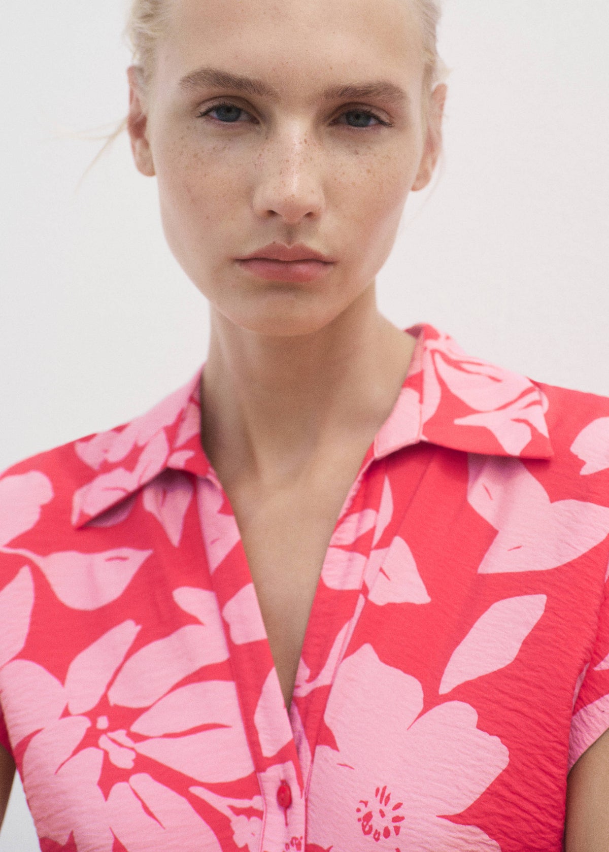 Mango Floral Print Midi Shirt Dress with Belt – Pink | Size M