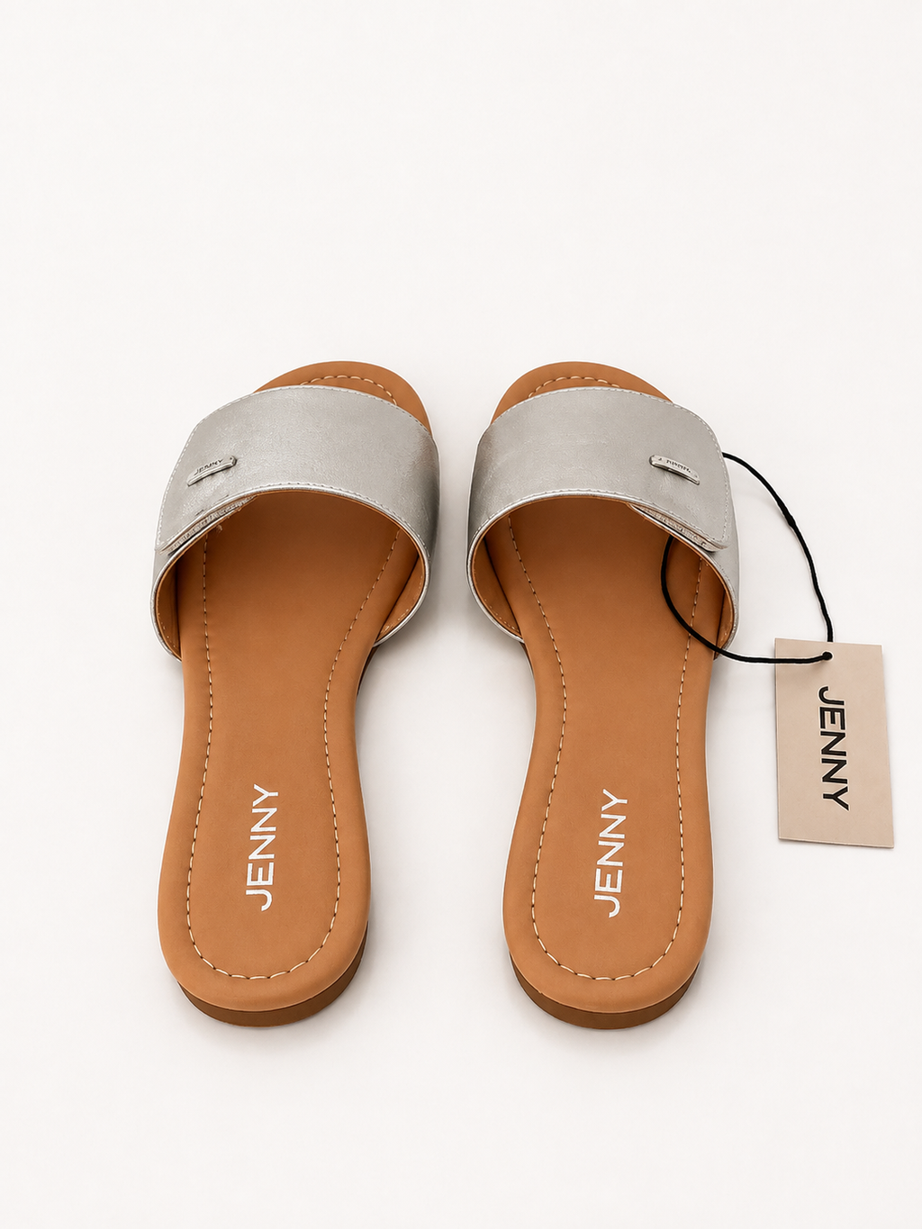 Jenny Women’s Metallic Silver Flat Slide Sandals – Sizes 39 & 40