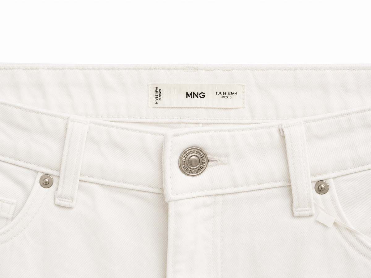 Mango White Denim Bermuda Shorts – Raw Hem