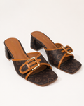 Laura Biagiotti Women’s Brown Monogram Heeled Mules – Size 39