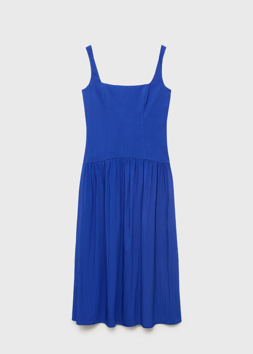 Mango Blue Cotton Midi Dress – A-Line