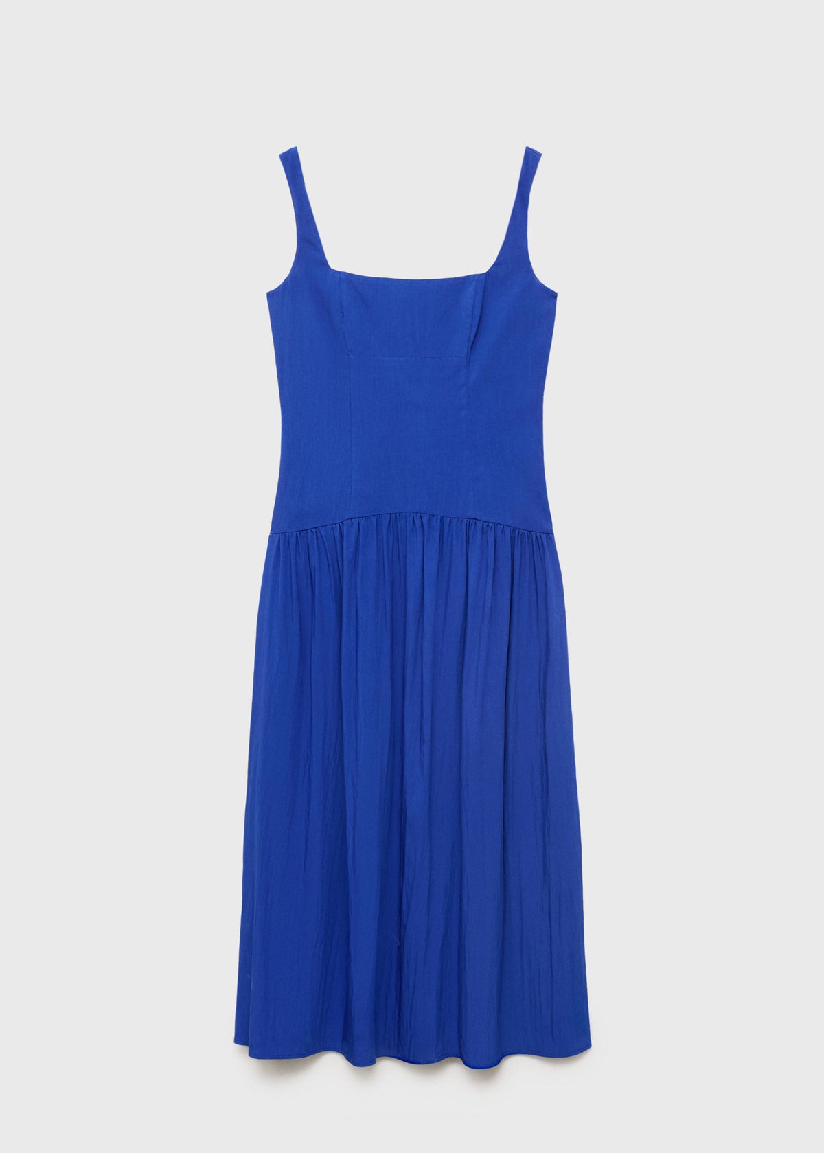 Mango Blue Cotton Midi Dress – A-Line