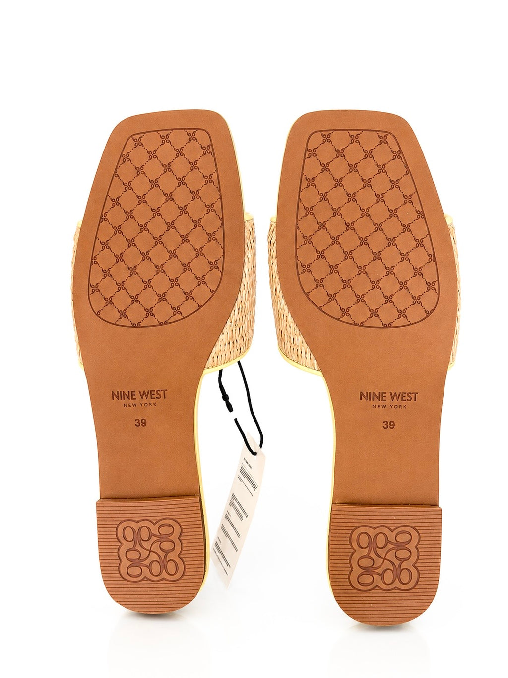 Nine West Women’s Pale Yellow Raffia Slide Sandals – Size 39