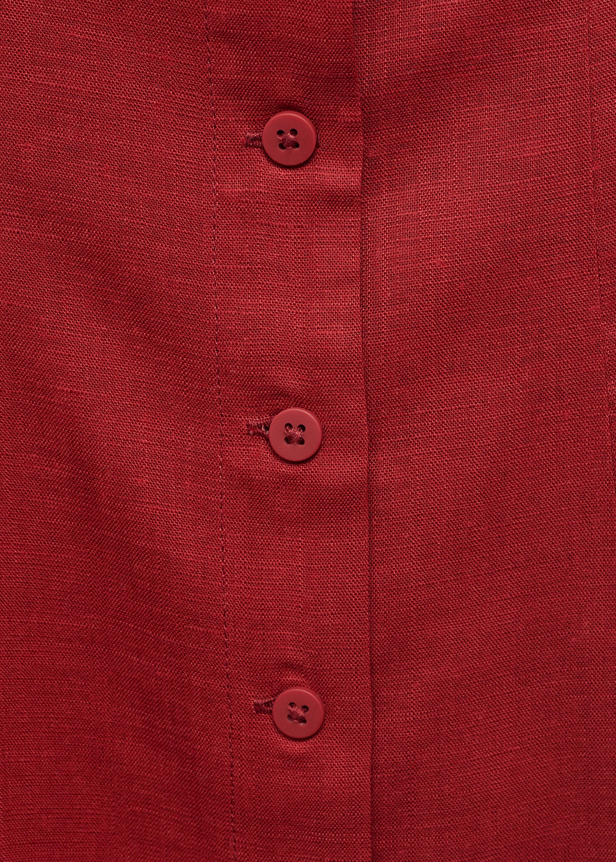 Mango Red Linen Blend Button Midi Dress – Size S