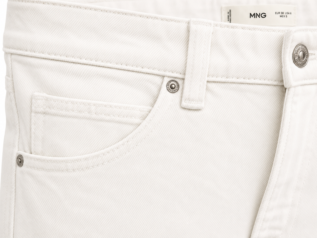 Mango White Denim Bermuda Shorts – Raw Hem