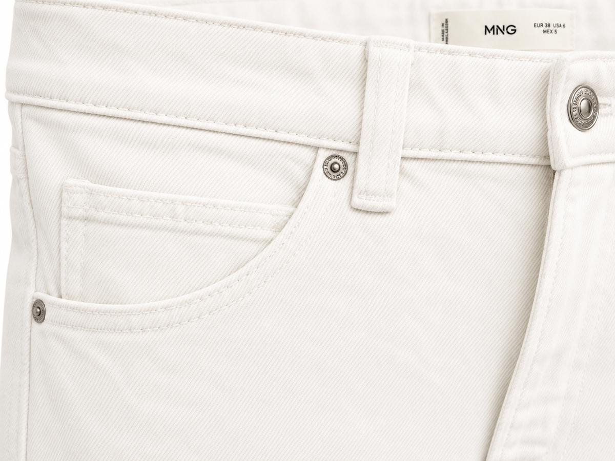 Mango White Denim Bermuda Shorts – Raw Hem