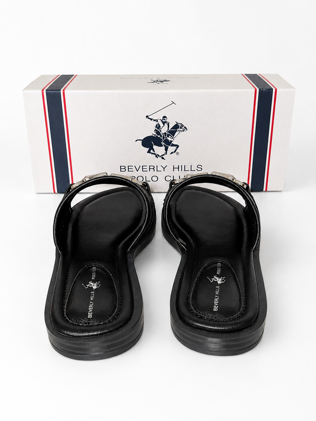 Beverly Hills Polo Club Women’s Black Monogram Slide Sandals – Size 39