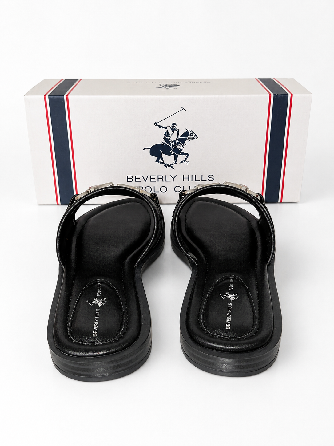 Beverly Hills Polo Club Women’s Black Monogram Slide Sandals – Size 39