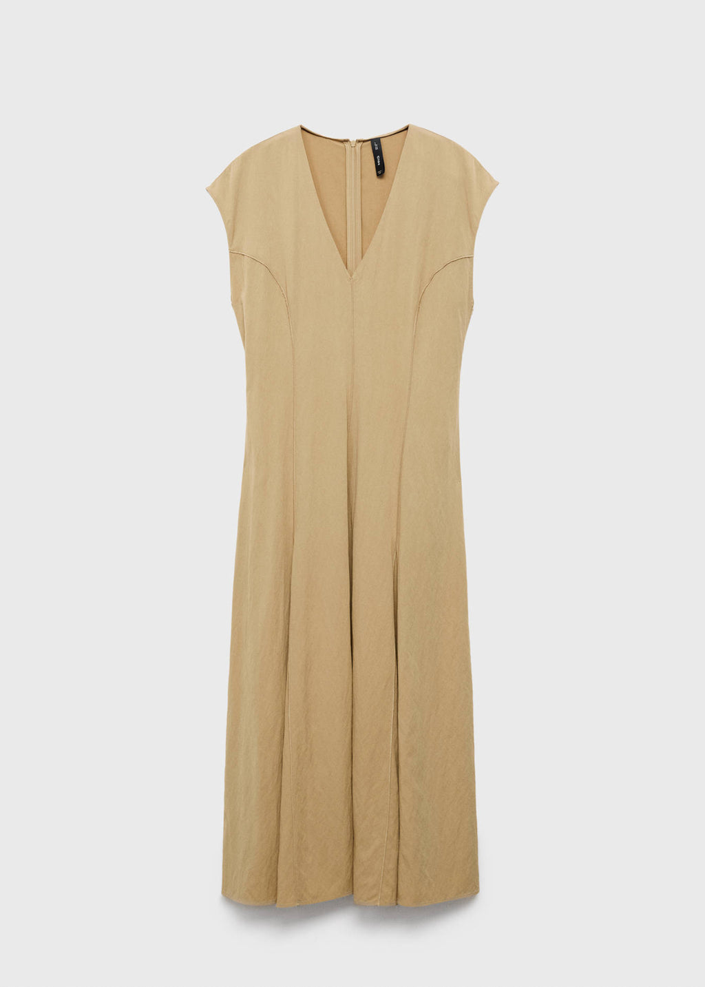 Mango Beige V-Neck Midi Dress – Size M