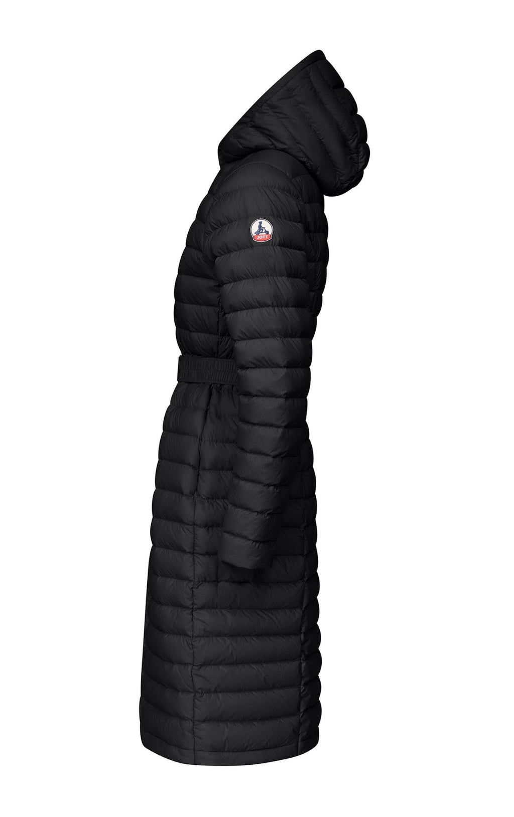 JOTT Women’s Black Long Puffer Coat with Hood & Belt – Size M