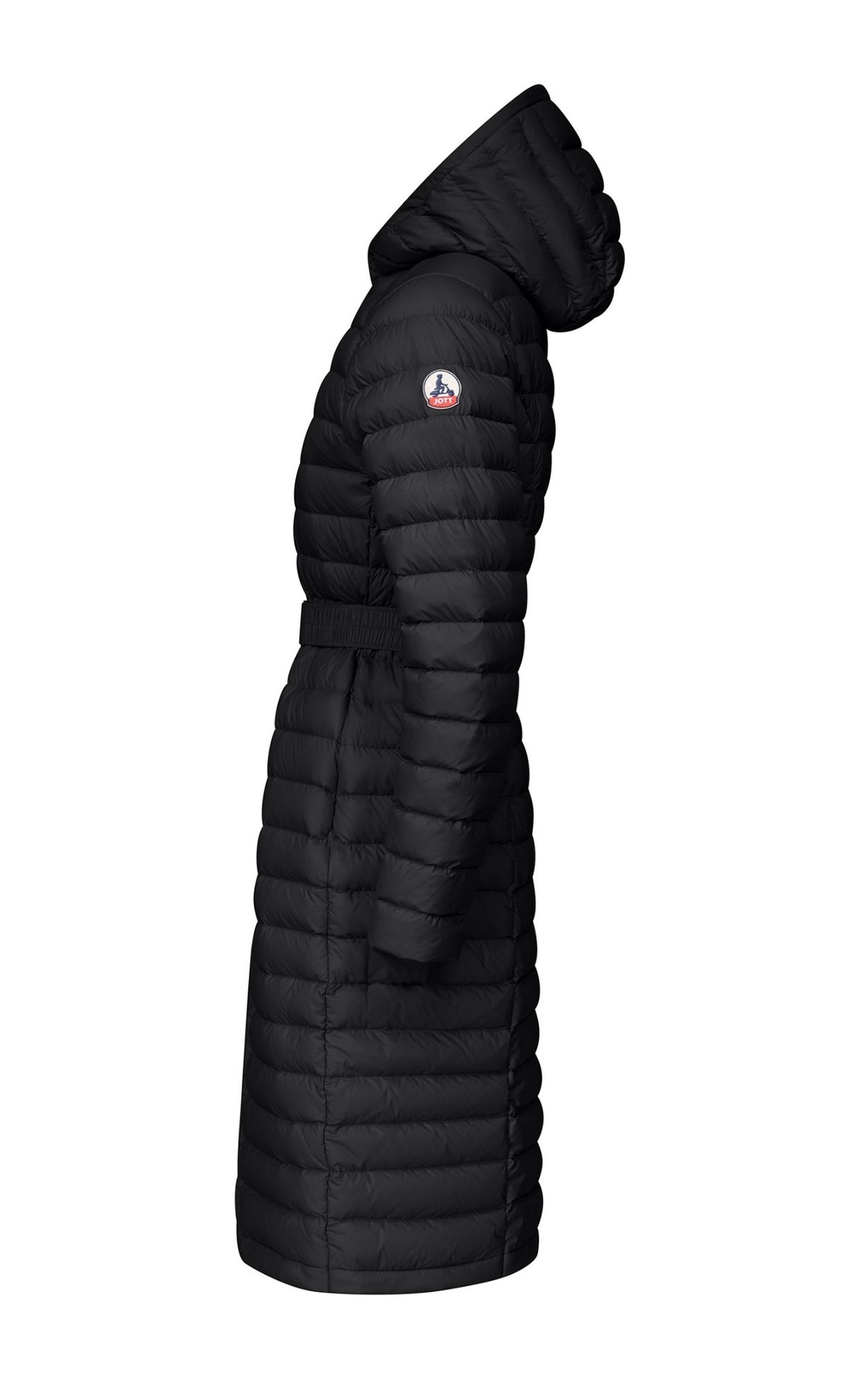 JOTT Women’s Black Long Puffer Coat with Hood & Belt – Size M