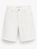 Mango White Denim Bermuda Shorts – Raw Hem