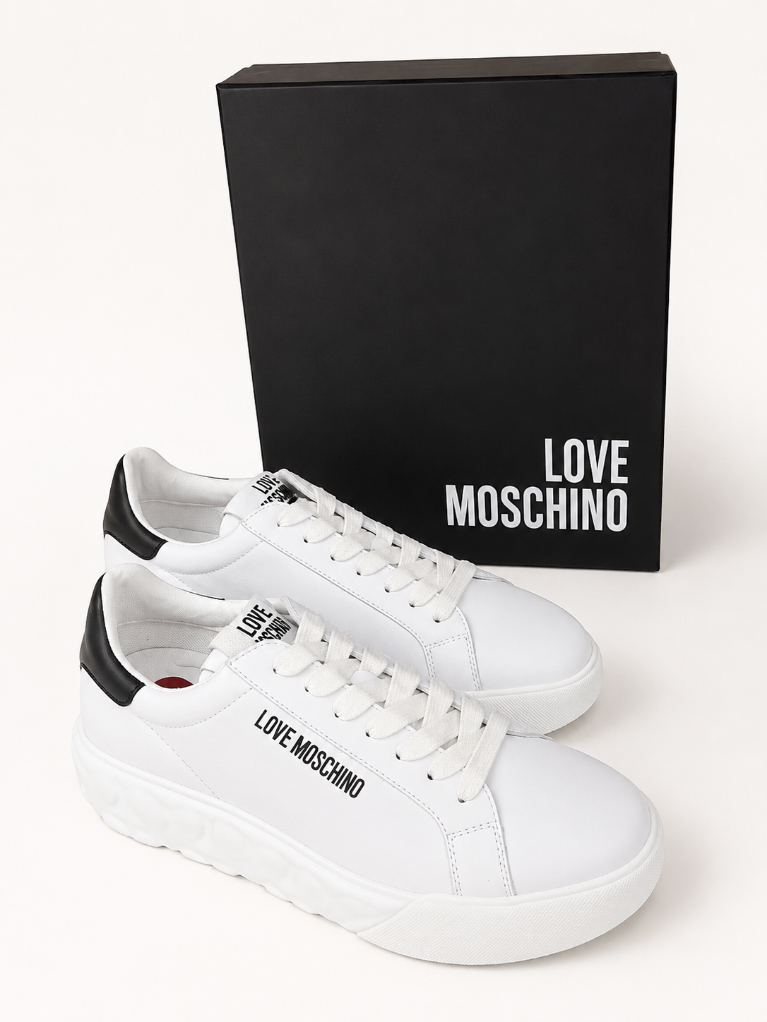 Love Moschino Women’s White Sneakers – Size 39