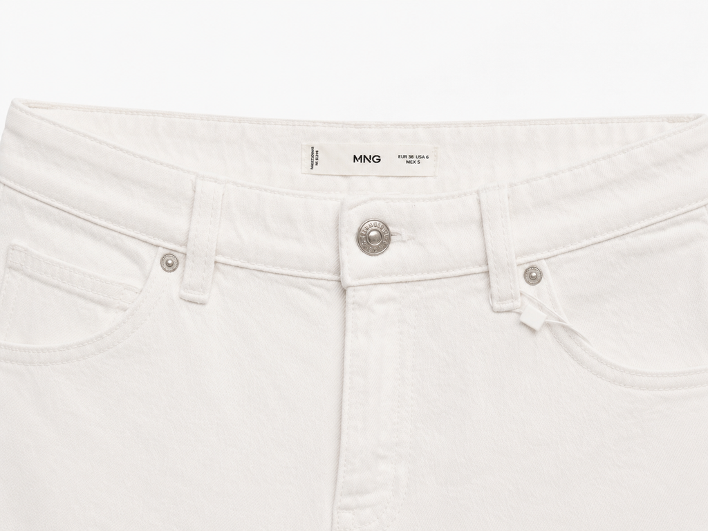 Mango White Denim Bermuda Shorts – Raw Hem