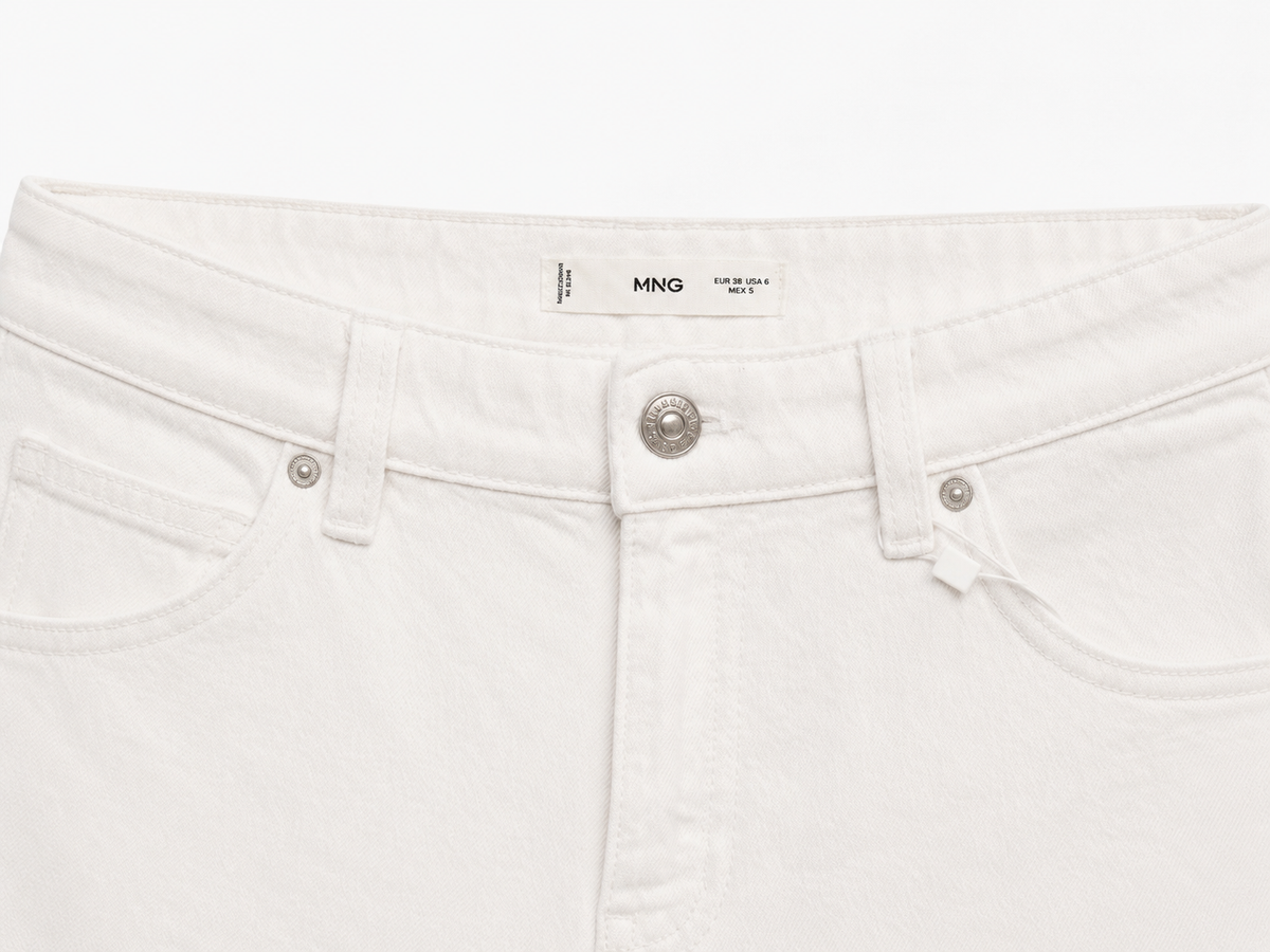 Mango White Denim Bermuda Shorts – Raw Hem
