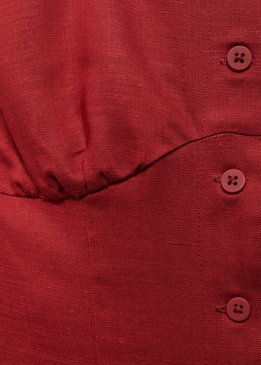 Mango Red Linen Blend Button Midi Dress – Size S