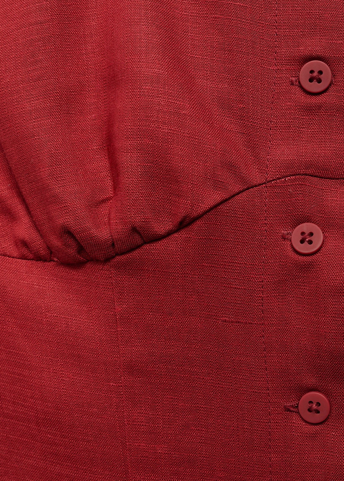 Mango Red Linen Blend Button Midi Dress – Size S
