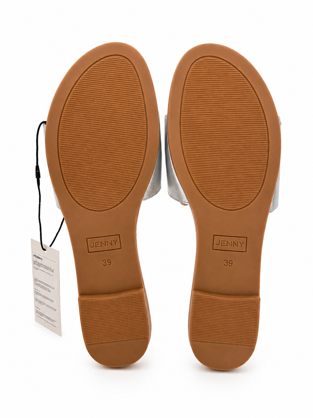 Jenny Women’s Metallic Silver Flat Slide Sandals – Sizes 39 & 40