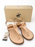 Beverly Hills Polo Club Women’s Beige & Brown Thong Sandals – Size 39